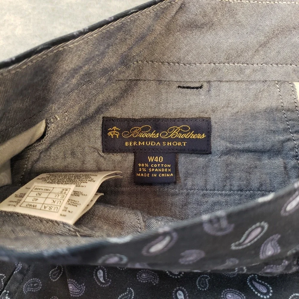 Brooks Brothers‎ Bermuda Shorts Mens W40 Navy Paisley Cotton Stretch Chino Golf